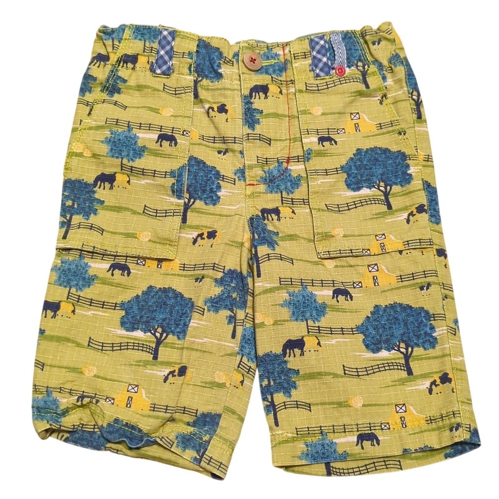 Matilda‎ Jane x Joanna Gaines Boys Size 6 Horse Farm Shorts Green Barnyard
